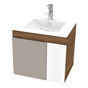 Mueble De Baño Con Lavamanos Marrón Oscuro Blanco
