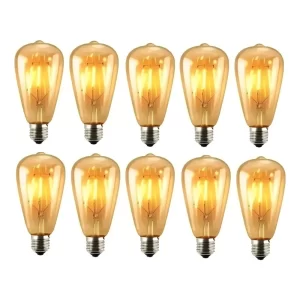 Pack 10 Ampolletas Filamento 4w modelo Retro Vintage Color de la luz Blanco cálido ST64