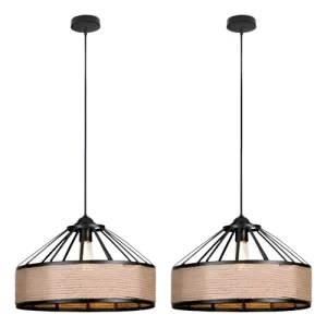 Lampara colgante 2 unidades diseño de cañamo rustico