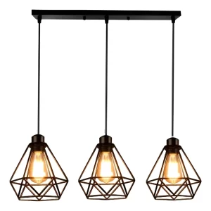 Lampara de techo base mas tres lamparas colgantes modelo retro E27